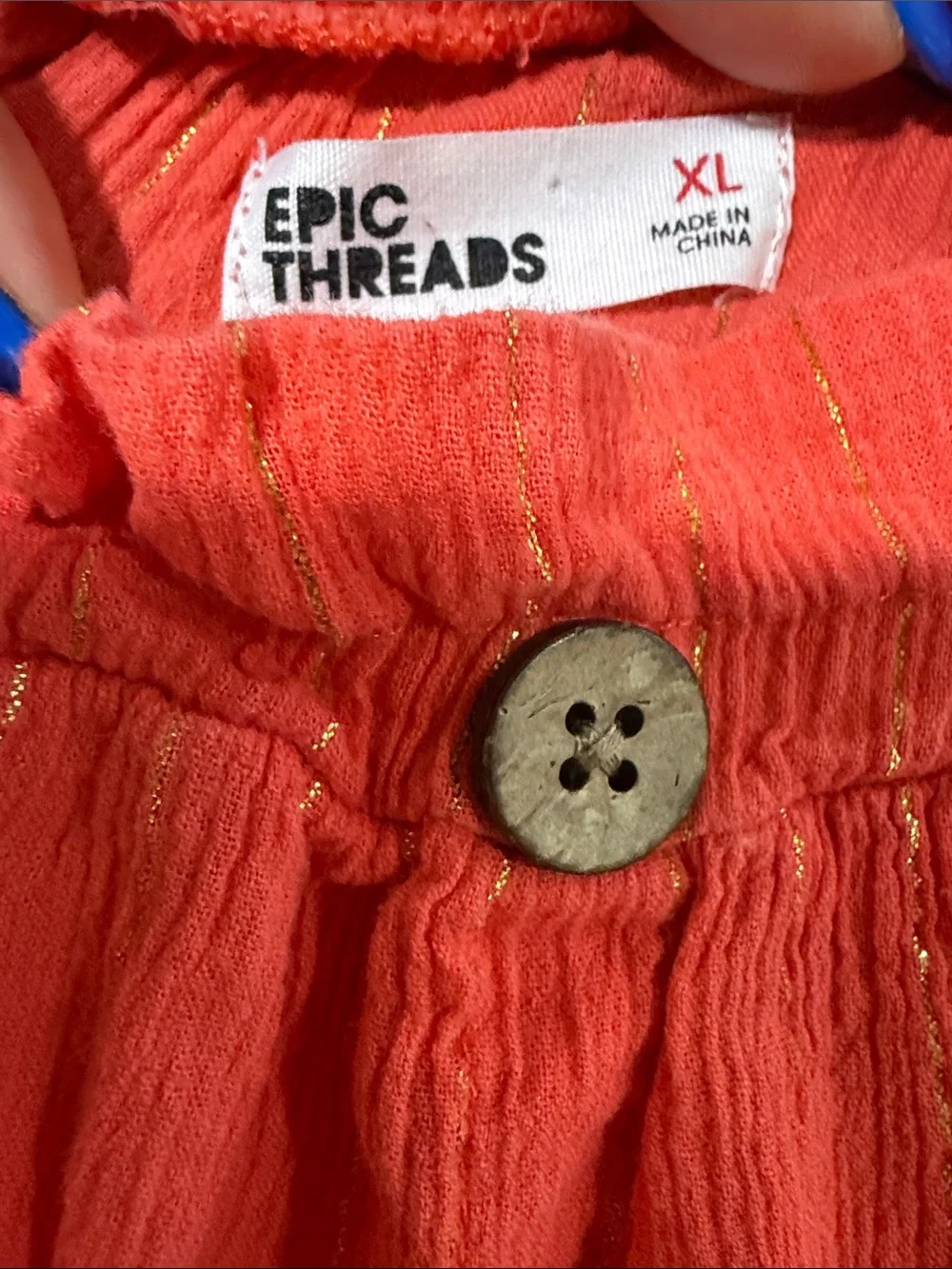 Epic Threads Coral Off-Shoulder Button-Up Top with Straps